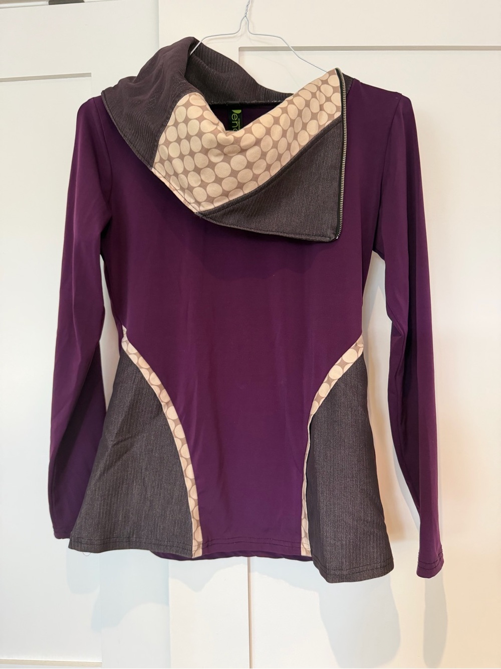 Women's Purple Long-Sleeve Tunic Top with Contrast Panels